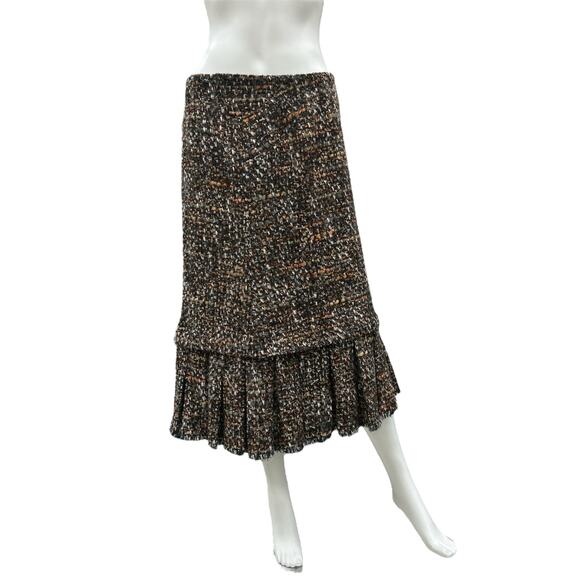 NWT Dolce & Gabbana Skirt Women’s Size L Wool Blend Boucle Shades Of Brown - Picture 1 of 4